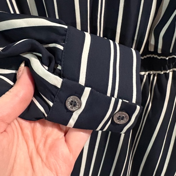 Vince Camuto Navy‎ and White Striped Long Sleeve Dress - Picture 9 of 9